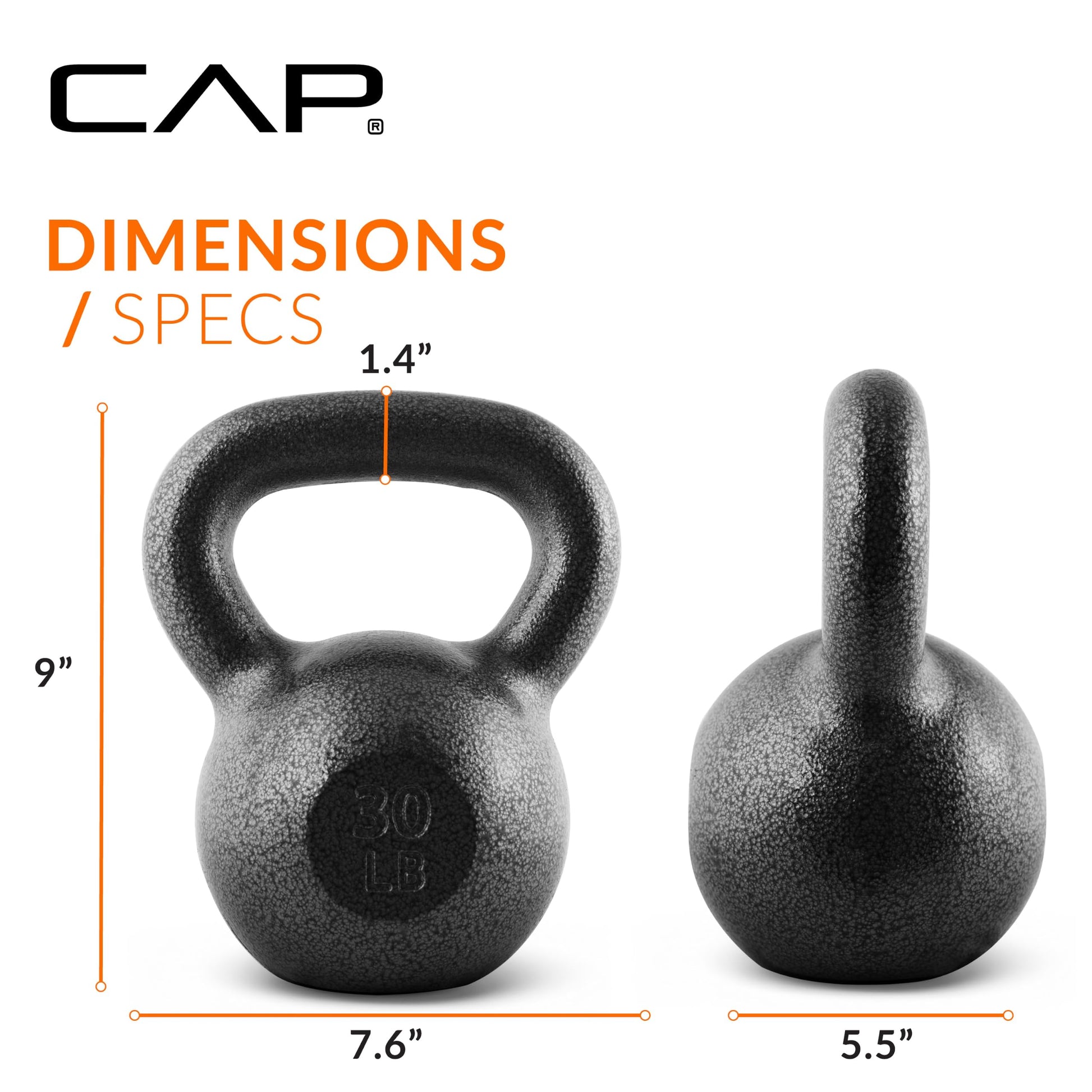 CAP Barbell Cast Iron Kettlebell 80 LB Set | 10 | 15 | 25 & 30 LB
