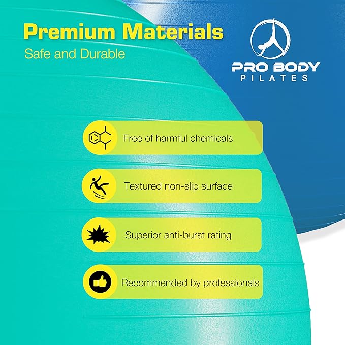 ProBody Pilates Yoga Ball Chair, Exercise Ball Chair with Base or Stand for Home Office Desk