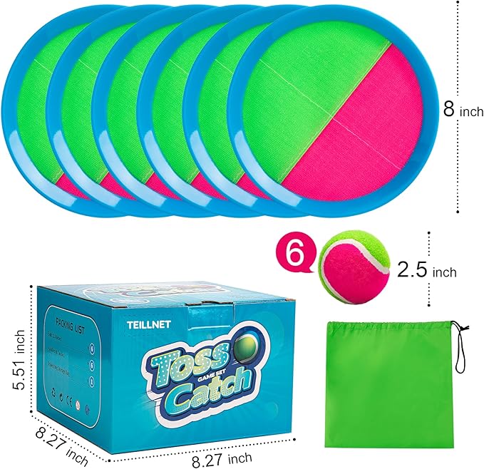 Toss and Catch Ball Set Upgraded - Kids Toys Outdoor Games for Whole Family - Water-Resistant Great
