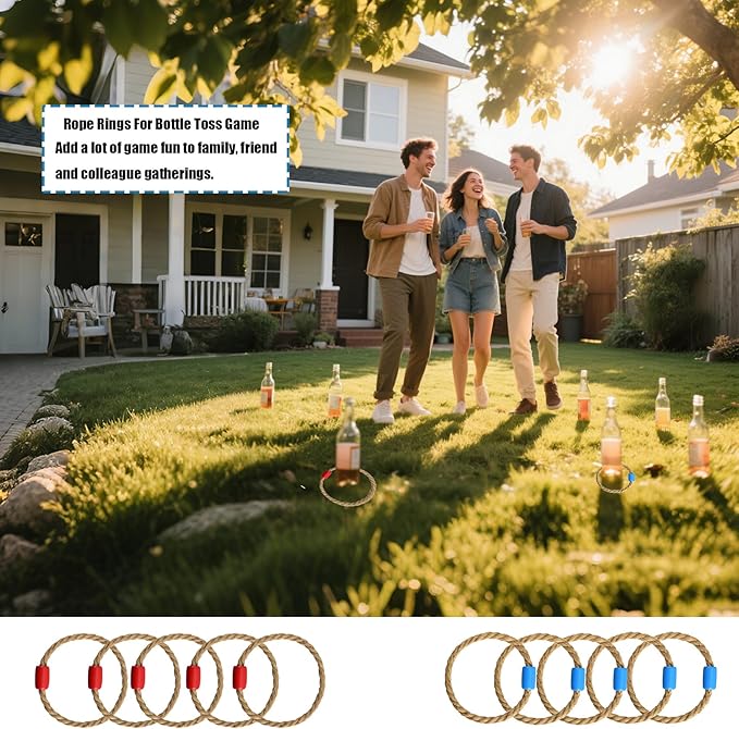 OUTOSS-Rope Toss Ring Replacement Parts (Size-5") for Adults and Kids,Durable Jute Rope Ring Toss