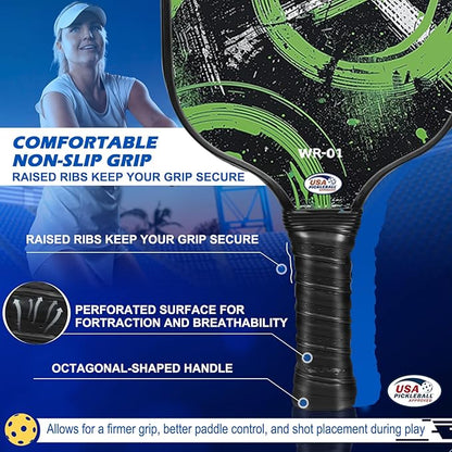Carbon Fiber Pickleball Paddles Set of 4 or 2 Rackets,USAPA Approved Carbon Fiber Surface Pickle