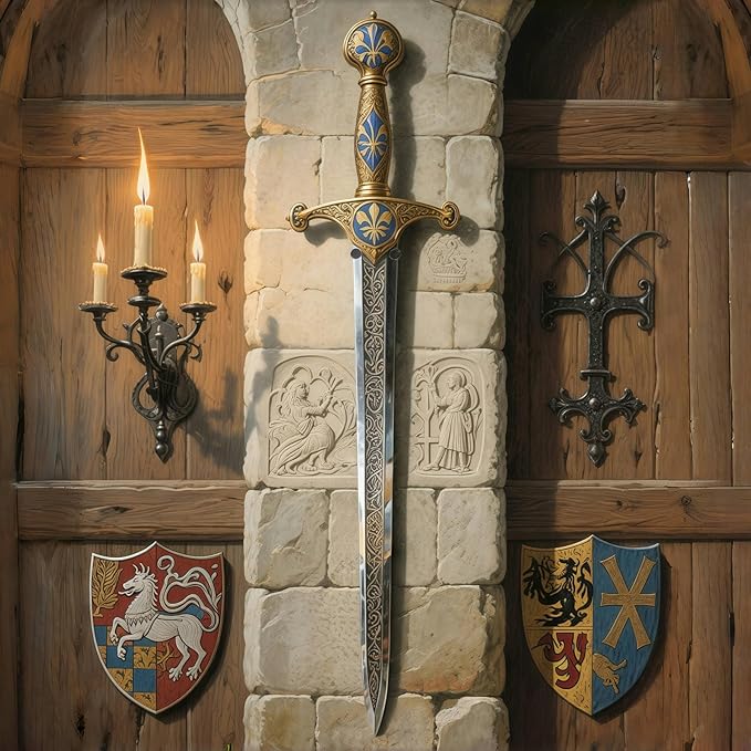 Metal Vertical Sword Wall Mount Sword Hanger Adjustable Multifunctional Mount for Medieval Sword