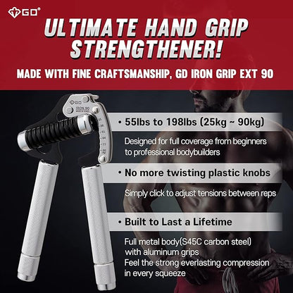 GD IRON GRIP Grip Strength Trainer Adjustable Hand Gripper Strengthener Hand Grip Exerciser Wrist