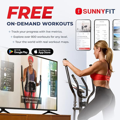 Sunny Health & Fitness Smart 2-in-1 Upright Elliptical Full-Body Exerciser, Home Cross-Training