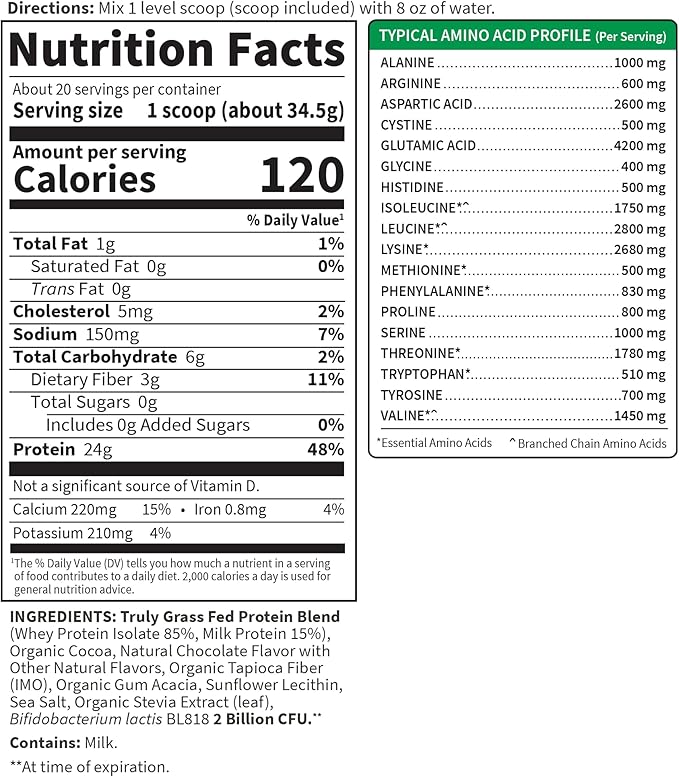 Garden of Life Sport Whey Protein Powder Chocolate, Premium Grass Fed Whey Protein Isolate Plus