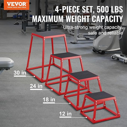 VEVOR Plyometric Jump Box, 18 Inch Plyo Box, Steel Plyometric Platform and Jumping Agility Box