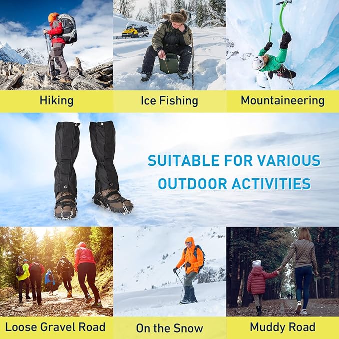 Gaiters for Hiking ??Waterproof and Breathable Leg Gaiters for Women and Men Boots, Adjustable
