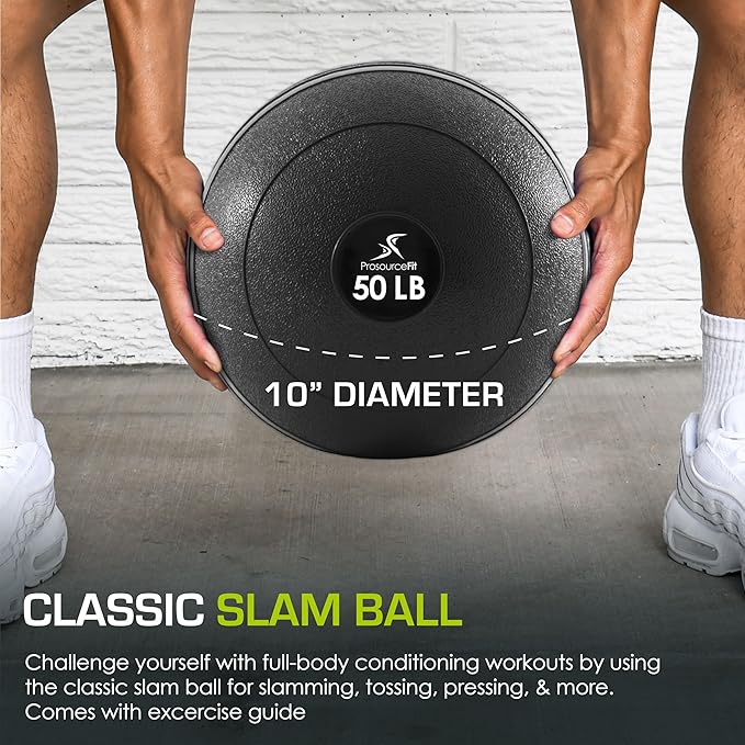 ProsourceFit Slam Medicine Balls 5, 10, 15, 20, 25, 30, 50lbs Smooth and Tread Textured Grip Dead