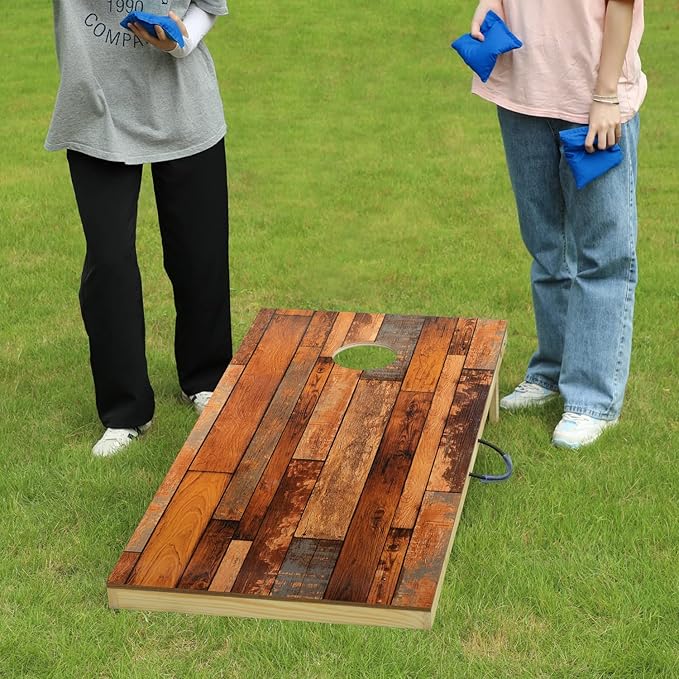 Solid Wood Premium Cornhole Game Set, Bean Bag Toss Game for Tailgate, Outdoor, Backyard
