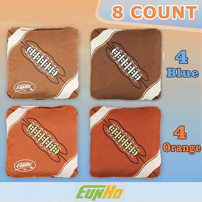 EunHo Dual Sided Cornhole Bags Regulation Set of 8 Professional Cornhole Bean Bags Slick and Stick