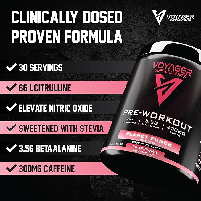 Voyager Pre-Workout Planet Punch ??Creatine-Free Powder w/L-Citrulline, Beta-Alanine, Caffeine
