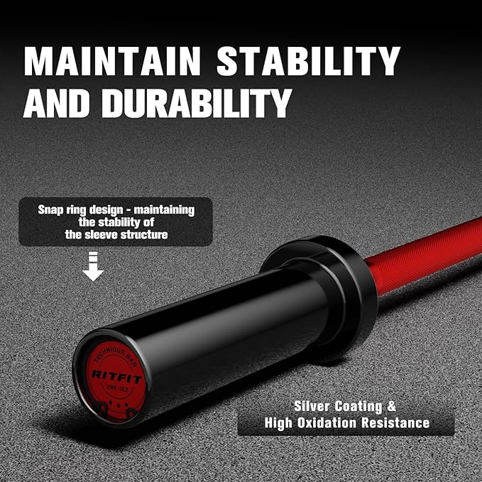 RITFIT Olympic Barbell 4ft/4.8ft/6ft - 2 Inch Weight Bar for Strength Training, Weightlifting