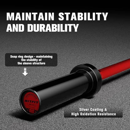 RITFIT Olympic Barbell 4ft/4.8ft/6ft - 2 Inch Weight Bar for Strength Training, Weightlifting