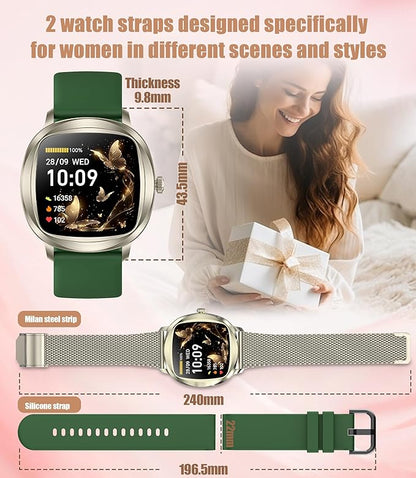 Women's 2pc Band Sports Watch/Smart Watch 1.72" Fitness Tracker with Heart Rate Monitor, 100+
