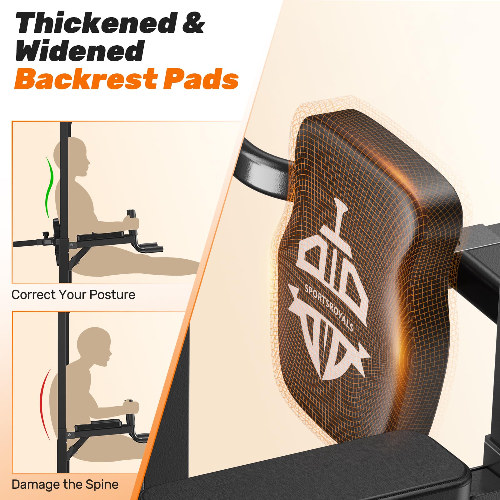 SPORTSROYALS Power Tower, Multi-Function Pull up Bar Dip Station with Upgraded Adjustable Foot
