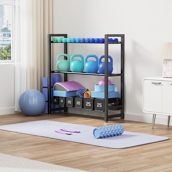 3 Tier Adjustable Dumbbell Rack - Heavy-Duty 330LB Capacity Weight Storage Stand for Dumbbells