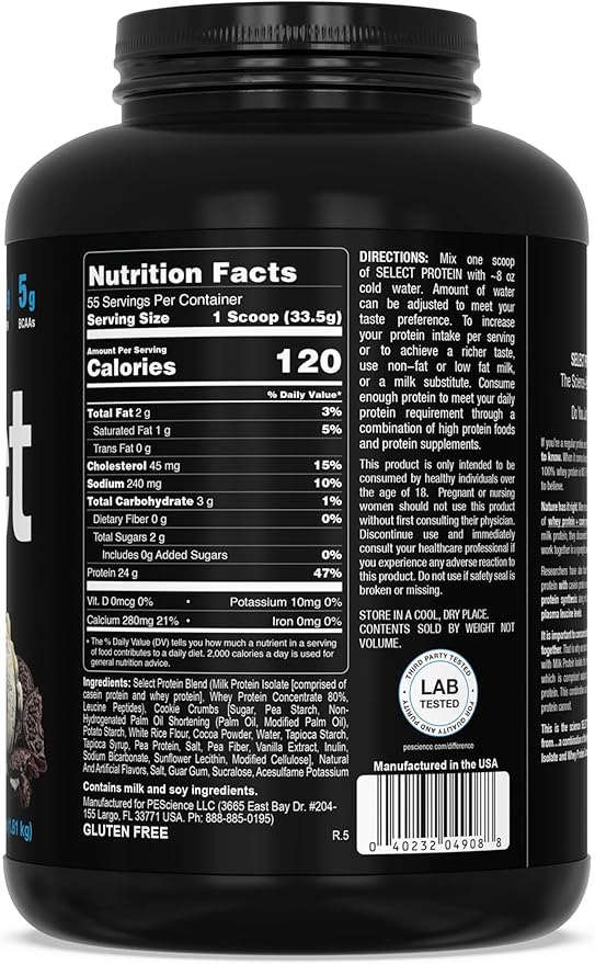 PEScience Select Protein Powder, Whey and Casein Blend, Clean Protein Powder for Women and Men, Low