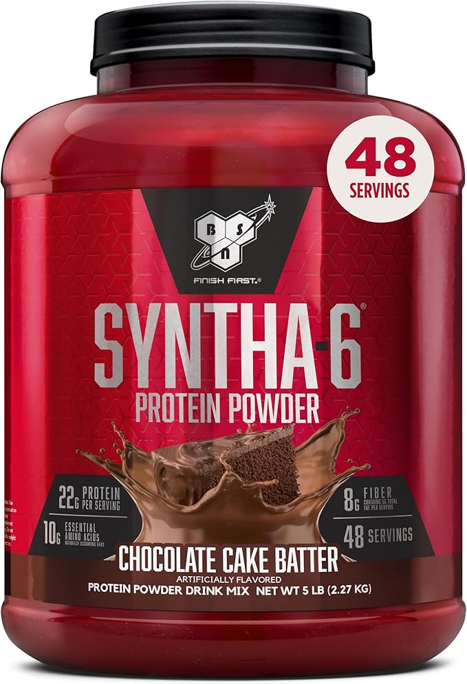 BSN SYNTHA-6 Whey Protein Powder, Micellar Casein, Milk Protein Isolate Powder, Chocolate Cake