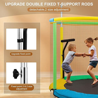 Trampoline for Kids with Anti-Rollover Round Bottom and Swing,55" Toddler Mini Trampoline for Kids