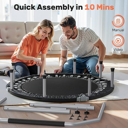 BCAN 40/48" Foldable Mini Trampoline Max Load 330lbs/440lbs, Fitness Rebounder with Adjustable Foam
