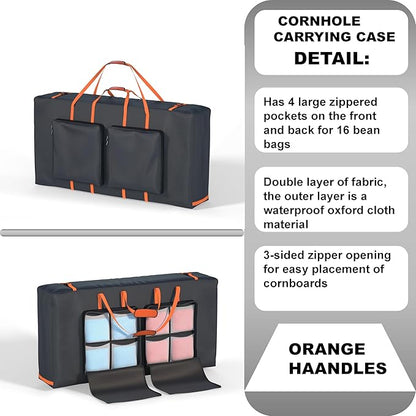 Cornhole Carrying Case Fits 4' x 2' Regulated Size, Heavy Duty 600D Oxford Fabric Waterproof &