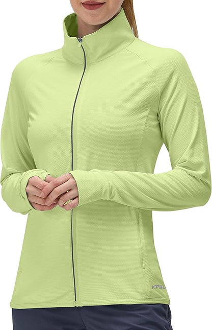 Women's UPF 50+ UV Sun Protection Clothing Long Sleeve Athletic Hiking Shirts Lightweight SPF Zip
