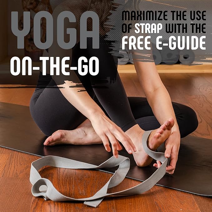 Gradient Fitness Yoga Strap, Friction-Less Easy-Feed Buckle, Super Soft Cotton/Polyester Blend