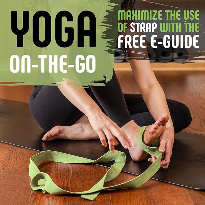 Gradient Fitness Yoga Strap, Friction-Less Easy-Feed Buckle, Super Soft Cotton/Polyester Blend
