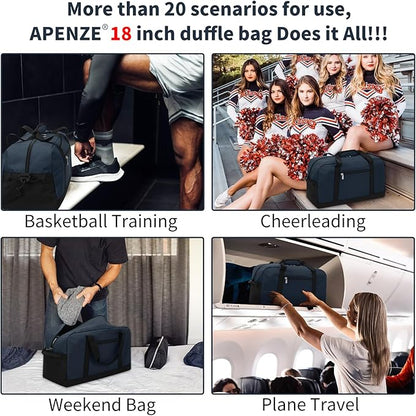 Small Gym Bag 18 inch Carry On Duffel Bag for Weekender Travel - Navy Blue