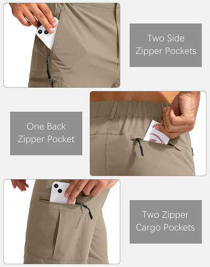 Pudolla Men's Hiking Cargo Shorts 9" Lightweight Outdoor Work Shorts for Men Travel Golf Camping