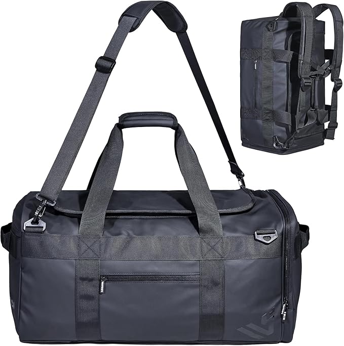 Duffle Backpack Heavy Duty Gym Bag for Men, 50L Convertible Travel Duffel Water Resistant Large