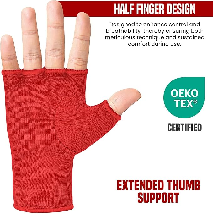 RDX Boxing Hand Wraps Inner Gloves Men Women, Half Finger Elasticated Bandages, Under Mitts Fist