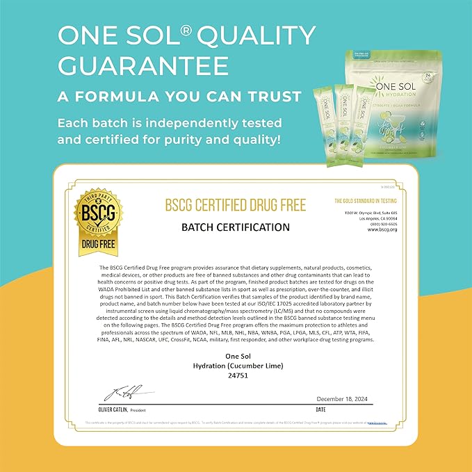 One Sol Hydration - Cucumber Lime - 24x On The Go Stick Packs - Electrolyte Powder Drink Mix
