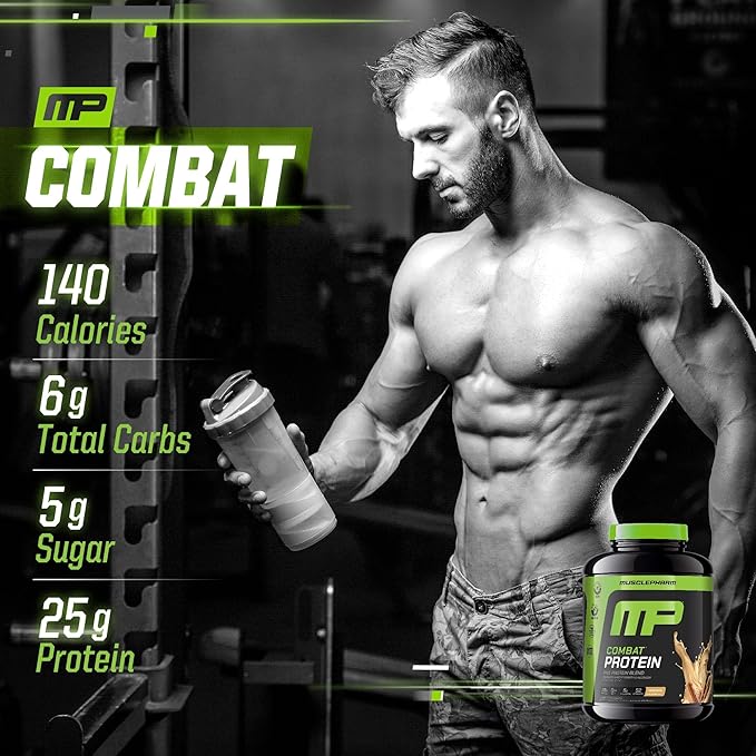 Muscle Pharm Combat Protein Powder, Horchata Flavor, Fuels Muscles for Productive Workouts, 5