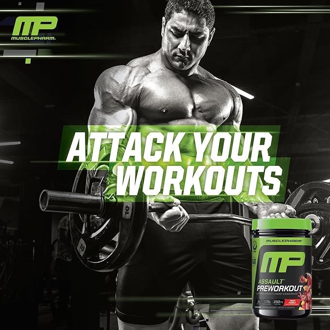 Muscle Pharm Assault Energy & Strength Pre Workout Powder for Men & Women with Beta Alanine