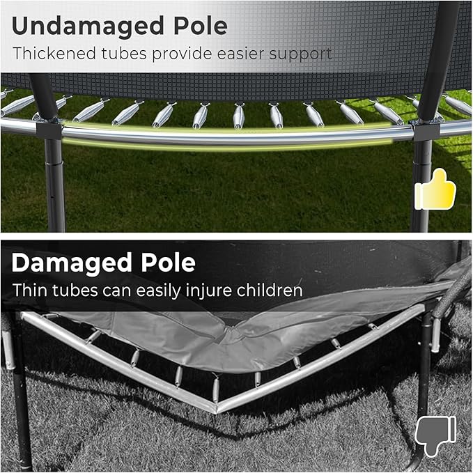 12 14 15 16FT Outdoor Trampolines for Kids and Adults, Pumpkin Trampolin with Curved Poles