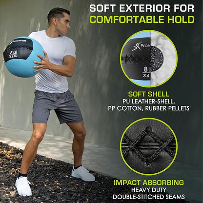 ProsourceFit Soft Medicine Balls, Wall Balls and Full Body Dynamic Exercises, Color-Coded Weights: