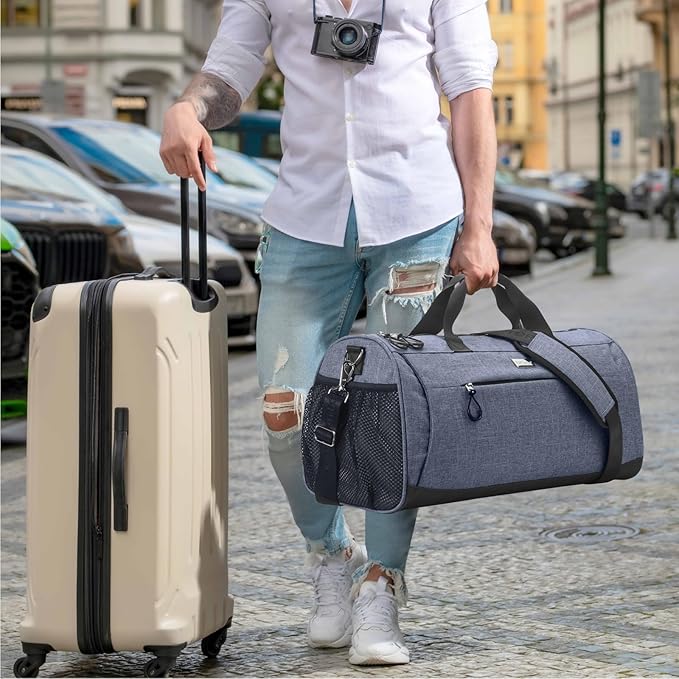 TOPDesign Gym Bag for Women & Men, Unisex Duffel Bag with Shoe Compartment & Wet Pocket for Travel