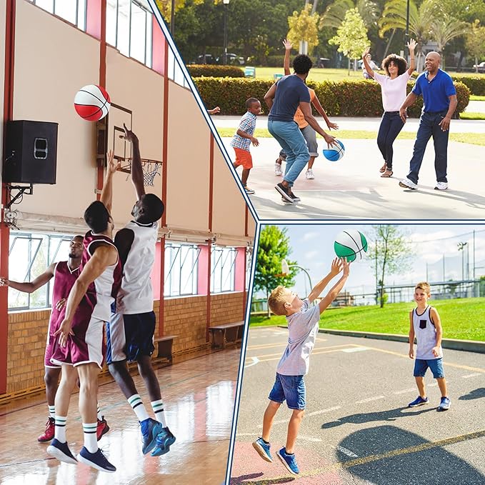 Jenaai 6 Pcs Rubber Basketballs Official Size Bulk Streetballs Multicolor Basket Balls with Pump