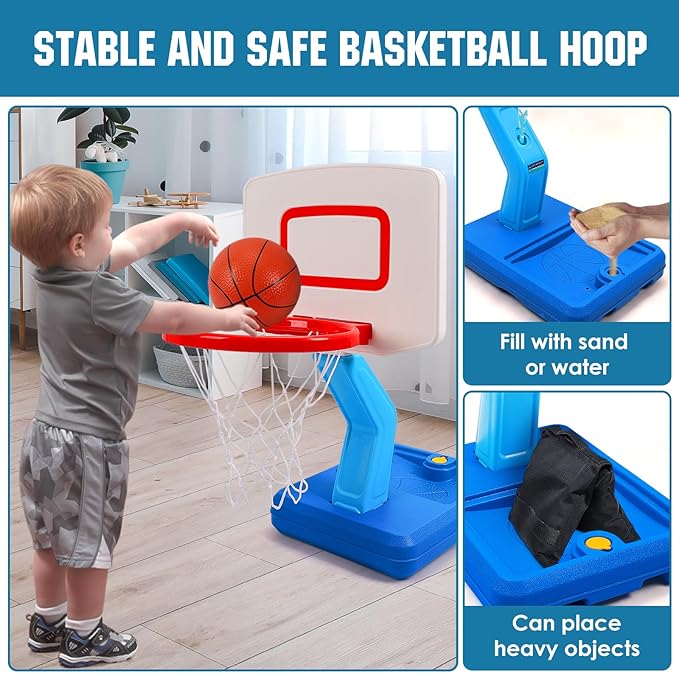 SUPER JOY Toddler Basketball Hoop - Height Adjustable Kids Hoop for Indoor & Outdoor Play