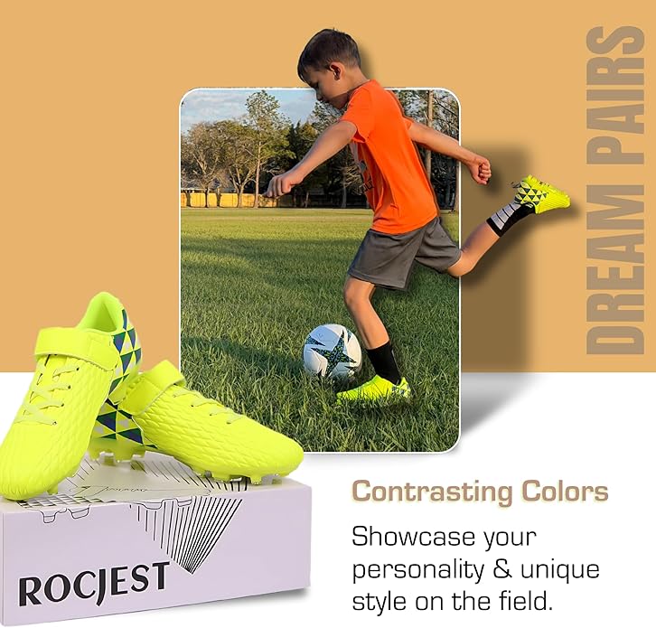 Soccer Cleats for Kids & Youth | Lightweight Football Shoes for Firm Ground | Durable Girls & Boys