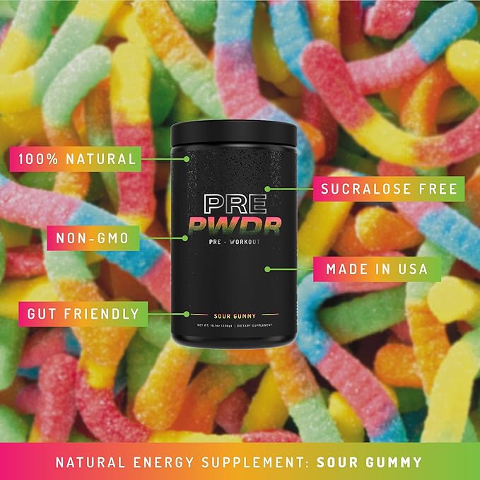 PWDRS Pre-Workout Powder, All Natural Pre Workout for Energy, Pump, Endurance & Strength, with