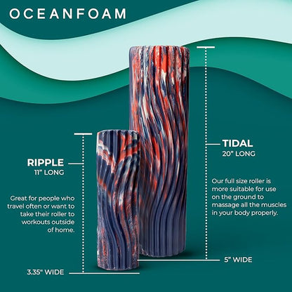 Oceanfoam Tidal Roller - Red, Dark Navy & Natural Marbled - Muscle Massage Foam Roller for Back