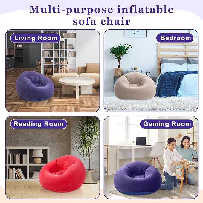 Realspring 12 Pcs Bean Bag Chairs for Adults Inflatable Chairs with Electric Air Pump,Blow up Couch