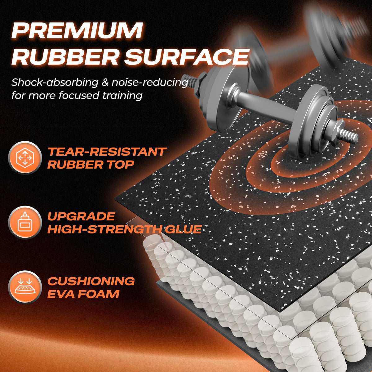 SUPERJARE 30" x 30" Larger Rubber Top Exercise Equipment Mats, 0.56" Thick 12PCS 75 Sq Ft