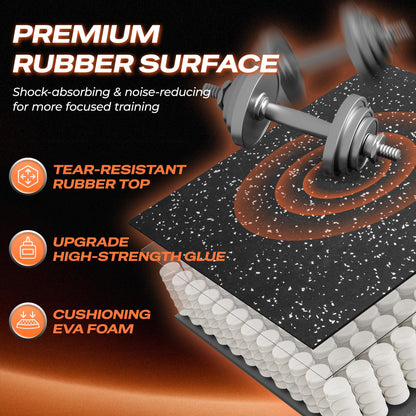 SUPERJARE 30" x 30" Larger Rubber Top Exercise Equipment Mats, 0.56" Thick 12PCS 75 Sq Ft