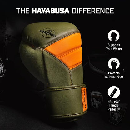 Hayabusa T3 Boxing Gloves for Men and Women Wrist and Knuckle Protection, Dual-X Hook and Loop