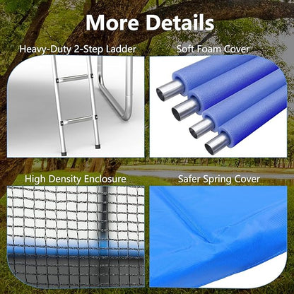 AOTOB 8FT 10FT 12FT 14 FT 15FT Trampoline with Safety Enclosure Net，Outdoor Trampoline with