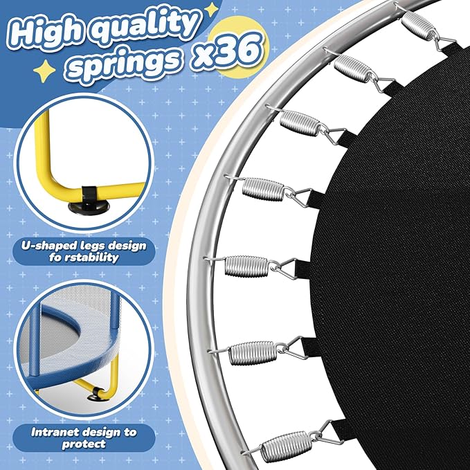 6FT Indoor Trampoline for Kids Ages 1-8, 72" Mini Toddler Indoor & Outdoor Trampoline with Safety