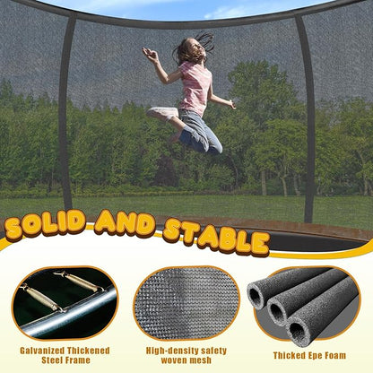 Trampoline 12FT 14FT 15FT 16FT for Kids/Adults - Outdoor Recreational with Enclosure Net Curved